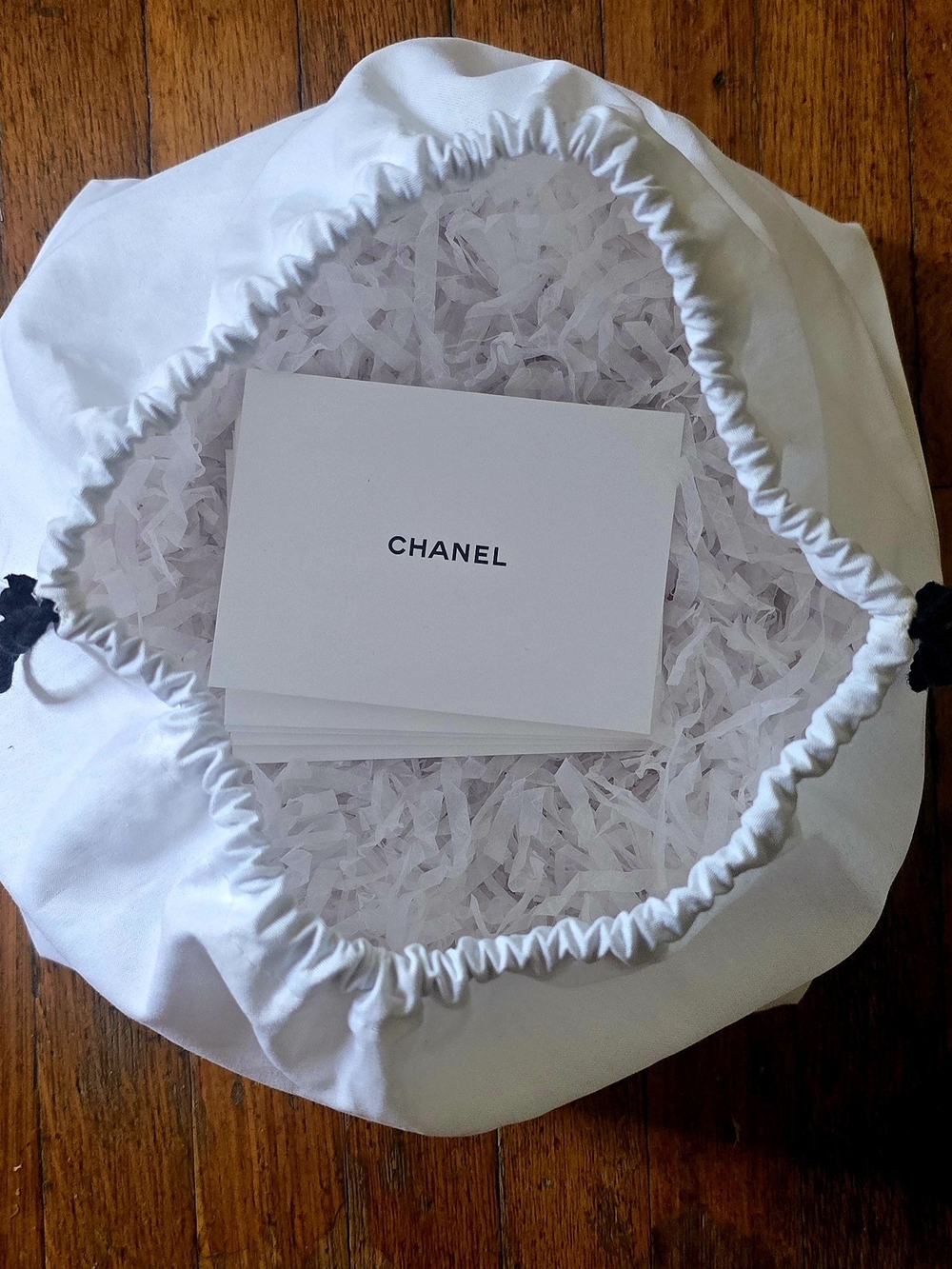 (Set Of 5) Chanel White Drawstring Dust Bag with Card